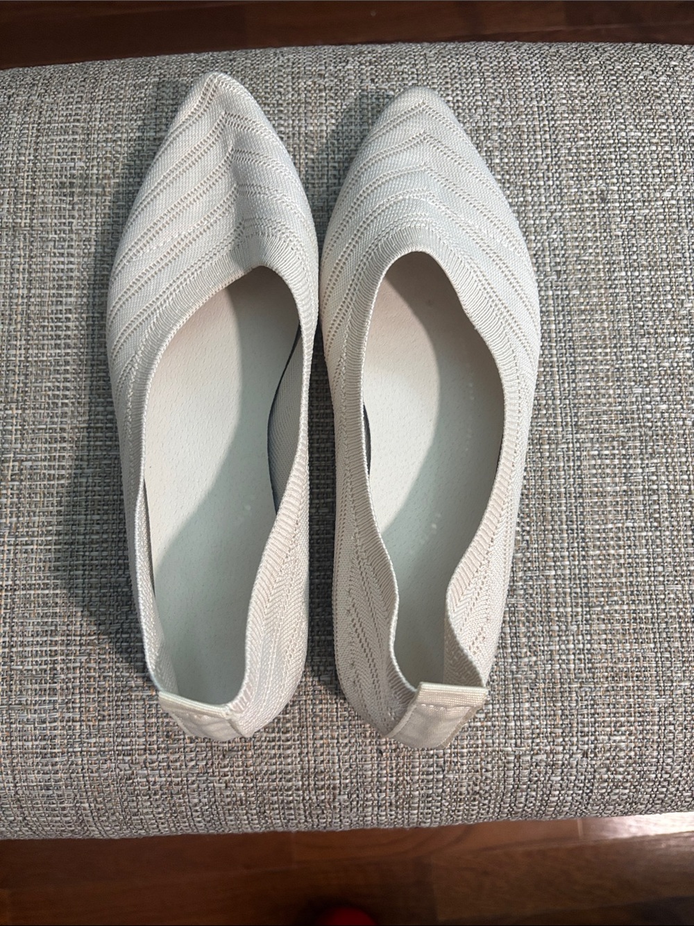 SHEIN Cream Pointed-Toe Knit Flats